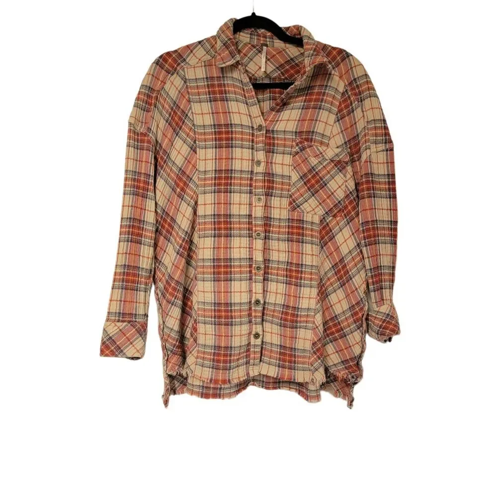FREE PEOPLE Juniper Ridge Gauze‎ Plaid Button Down Small